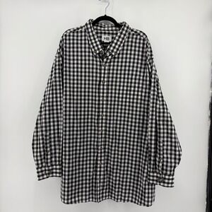 HB Mens Black White Gingham Check Long‎ Sleeve Button Up Shirt Big & Tall 4XL